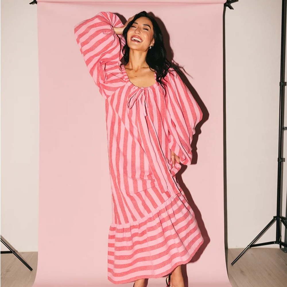 Pink Striped Maxi Dress